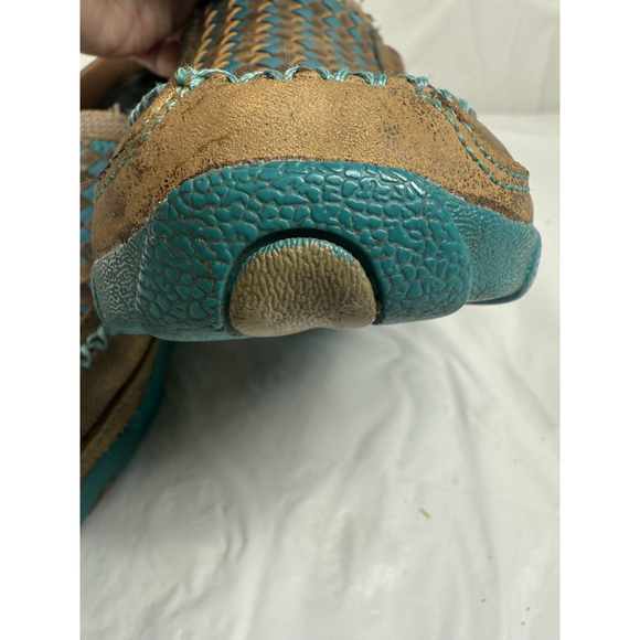 Twisted X Womens Size US 9.5 M Bomber Turquoise Checker Driving Mocs WDMS006 - Picture 12 of 16